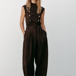 JUMPSUIT WITH FROG FASTENING AND BELT