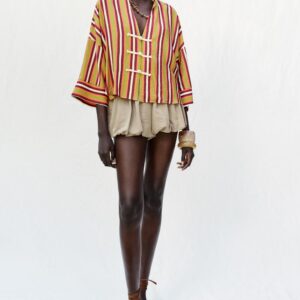STRIPED SHIRT WITH FROG FASTENING