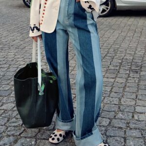 Z1975 MID-RISE STRIPED STRAIGHT JEANS