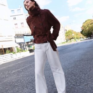 FAUX SUEDE JACKET WITH BELT