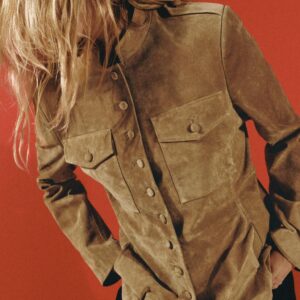 100% LEATHER JACKET WITH COVERED BUTTONS