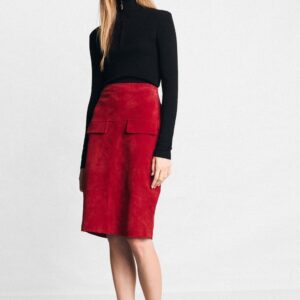 100% LEATHER MIDI SKIRT