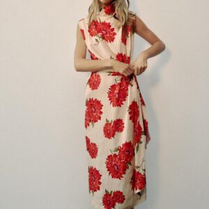 FLORAL PRINT MIDI DRESS WITH BELT