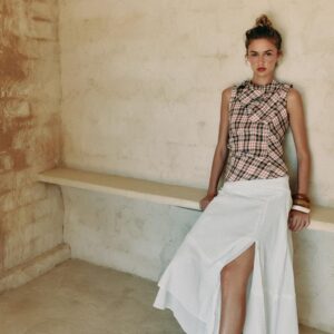 ASYMMETRIC RUSTIC FABRIC SKIRT