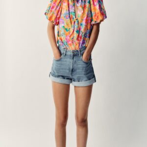 FLORAL PRINT BOW SHIRT