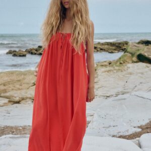 FLOWING MIDI DRESS WITH TIE