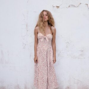 PRINTED POPLIN MIDI DRESS