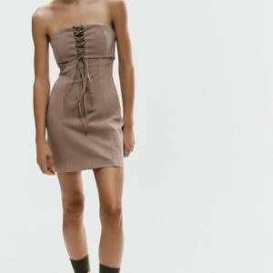 STRAPPY HALTER MINI DRESS