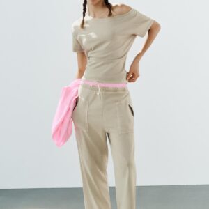 T-SHIRT AND TROUSERS SET - BEIGE