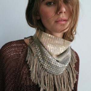 SEQUIN FRINGED SCARF