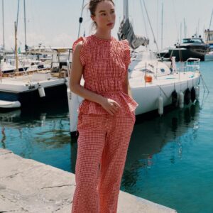 GINGHAM GATHERED TOP