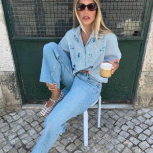 SEQUINNED STRIPED SHIRT