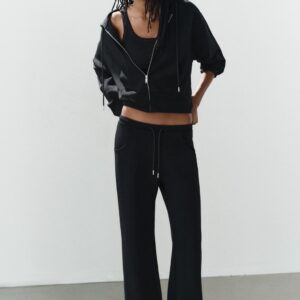INTERLOCK FLARED TROUSERS - BLACK