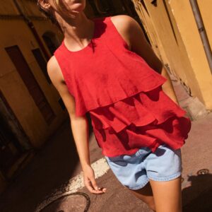 ASYMMETRIC RUFFLE TOP