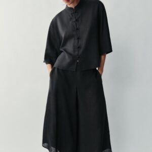 LINEN BLEND SHIRT WITH FROG FASTENING