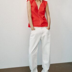 CONTRAST STITCH POPLIN TOP