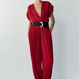 SATIN BELTED JUMPSUIT