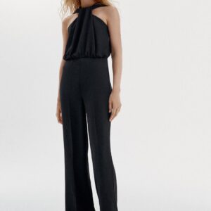TWIST NECK FLARE JUMPSUIT