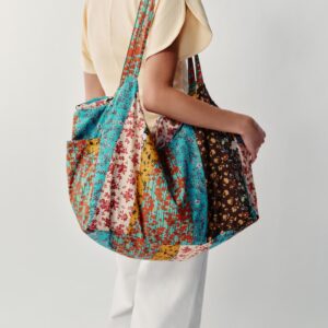 100% COTTON FLORAL PRINT MAXI BAG
