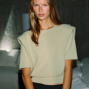 KNIT TOP WITH SHOULDER PADS