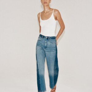 ZW COLLECTION ANKLE RELAXED MID-WAIST PATCHWORK JEANS