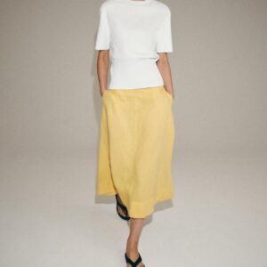 ZW COLLECTION LINEN BLEND MIDI SKIRT