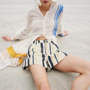 ZW COLLECTION STRIPED PLEAT SHORTS