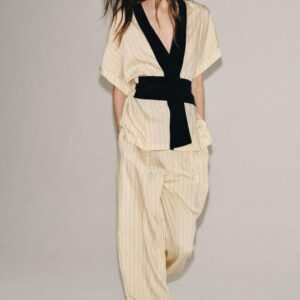 ZW COLLECTION STRIPED SASH BELT TROUSERS
