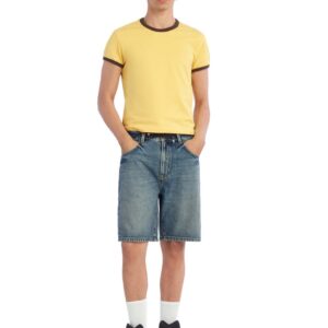 SLIM CROPPED RIB CONTRAST T-SHIRT