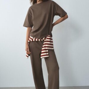 T-SHIRT AND TROUSERS SET - MINK