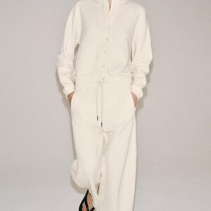 COTTON BUTTON-UP SWEATSHIRT