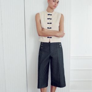 CONTRASTING FROG FASTENING KNIT WAISTCOAT