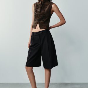 FAUX SUEDE FROG FASTENING WAISTCOAT