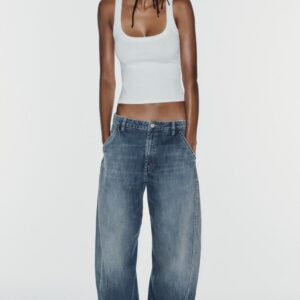 TRF MID-WAIST BARREL CHINO JEANS