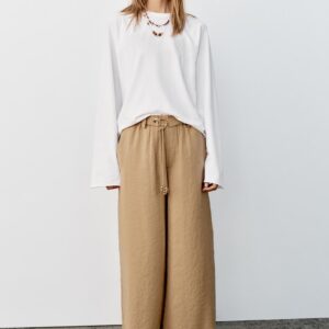STRAIGHT LEG TROUSERS WITH BELT