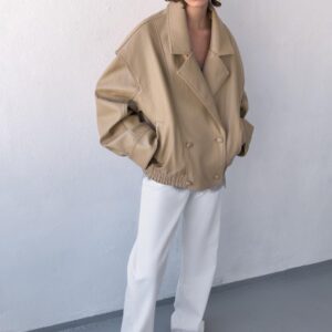 LEATHER EFFECT BOMBER JACKET