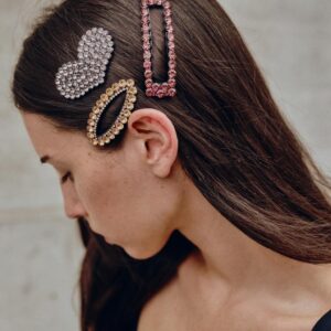 3-PACK OF HEART RHINESTONE HAIR CLIPS