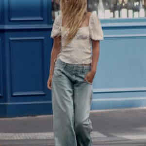 JACQUARD LACE-UP TOP