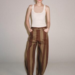 ZW COLLECTION STRIPED HIGH-WAIST TAPERED JEANS