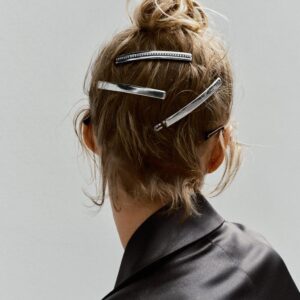 3-PACK OF PLAIN AND RHINESTONE METAL HAIR CLIPS