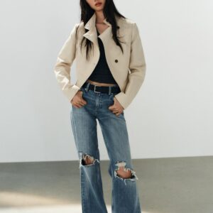 DOUBLE-BREASTED BUTTON BLAZER