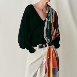 LINEN BLEND PRINTED SCARF