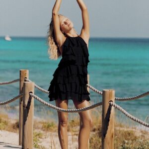 HALTER MINI DRESS WITH RUFFLES