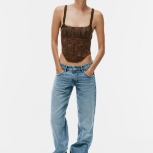 CORSETRY-INSPIRED LACE-TRIMMED TOP