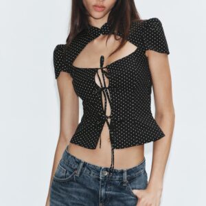 POPLIN SHIRT WITH TIES AND DOTS