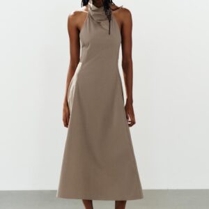 HALTER MIDI DRESS WITH BUCKLE