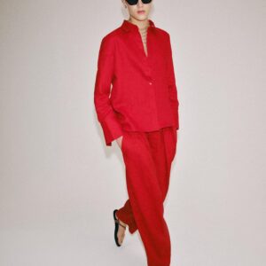ZW COLLECTION 100% LINEN SHIRT - RED