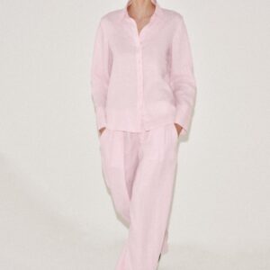 ZW COLLECTION 100% LINEN PLEATED TROUSERS