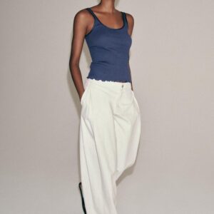 COTTON RIBBED SLEEVELESS T-SHIRT