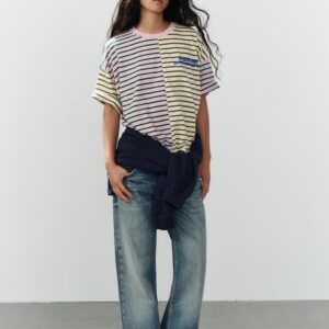 STRIPED TEXT OVERSIZE T-SHIRT